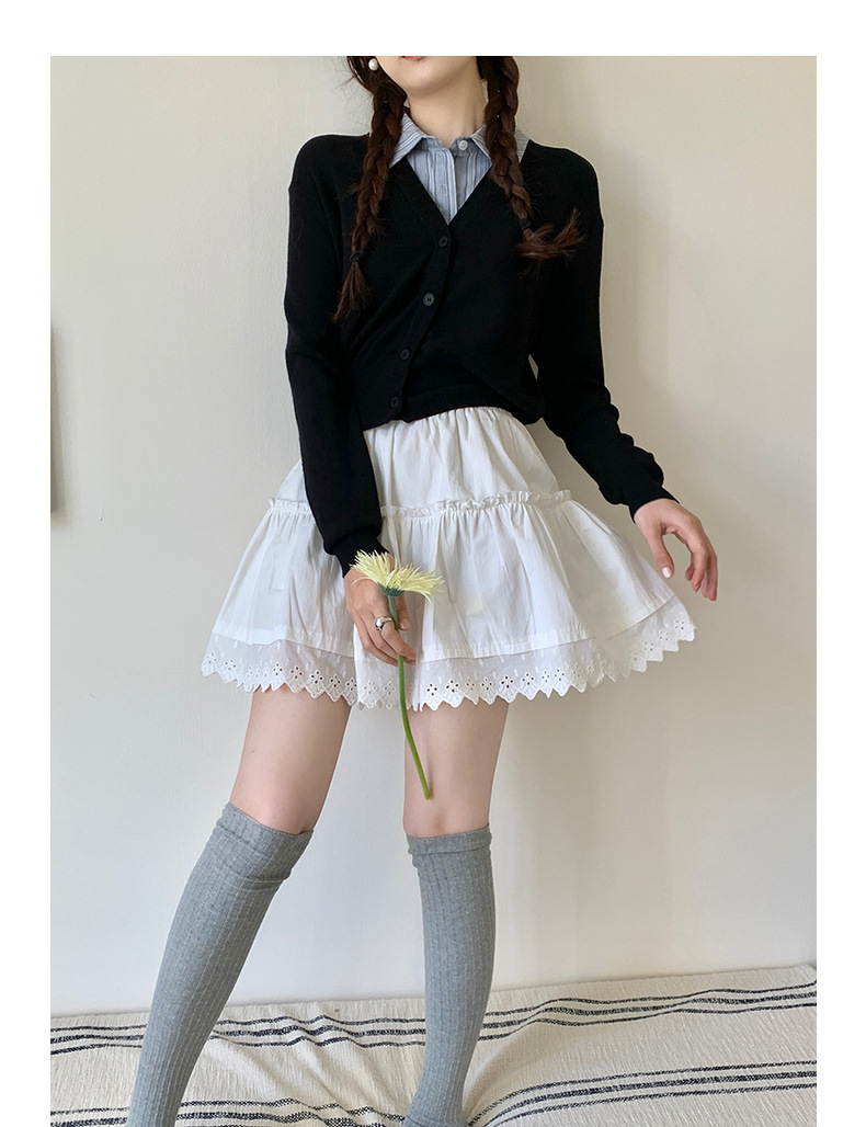 【jisoo风假两件】歌铭韩版POLO领针织开衫女2025秋季上衣X8207F详情30