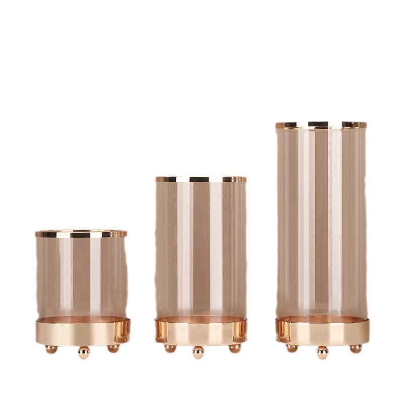 Light Luxury Style Transparent Glass Candlestick Vase Living Room Table Decoration Ornaments Candlestick Vase Dual-Purpose Rote Ornaments Item Picture