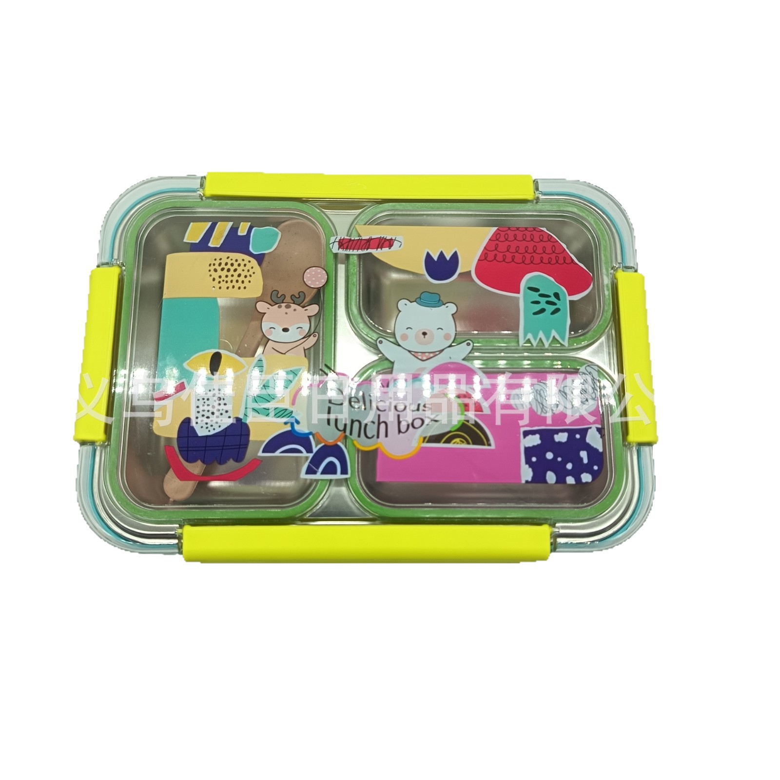 Cross-border wholesale transparent color matching lunch boxes, picnic boxes, 201 stainless steel inner liner lunch boxes, student and children's lunch boxes Item Picture