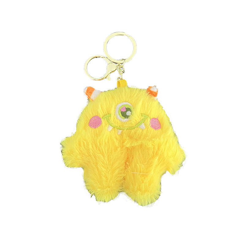 New One-Eyed Little Monster Plush Keychain Doll Schoolbag Hanging Cute Cartoon Key Chain Small Gift Application Scenario