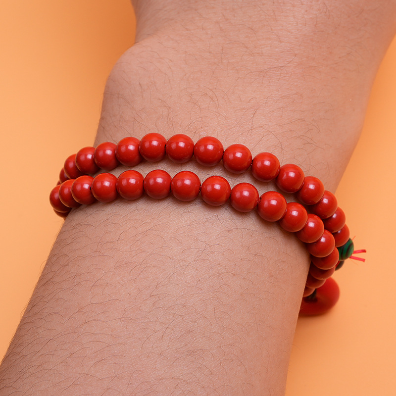 High-content cinnabar bracelet, purple gold sand multi-ring imperial sand, cherry red cinnabar cultural and artistic bracelet, black street stall supply Application Scenario