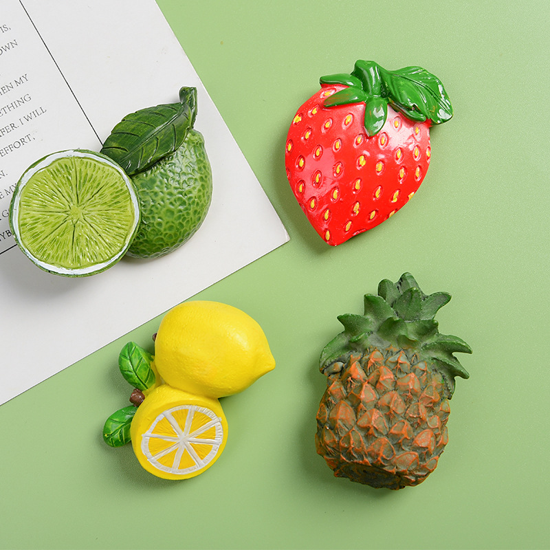 Fruit Resin Refrigerator Sticker Creative Family Gift Decoration Magnetic Sticker Three-Dimensional Fresh Little Cute Refrigerator Sticker Specification drawing