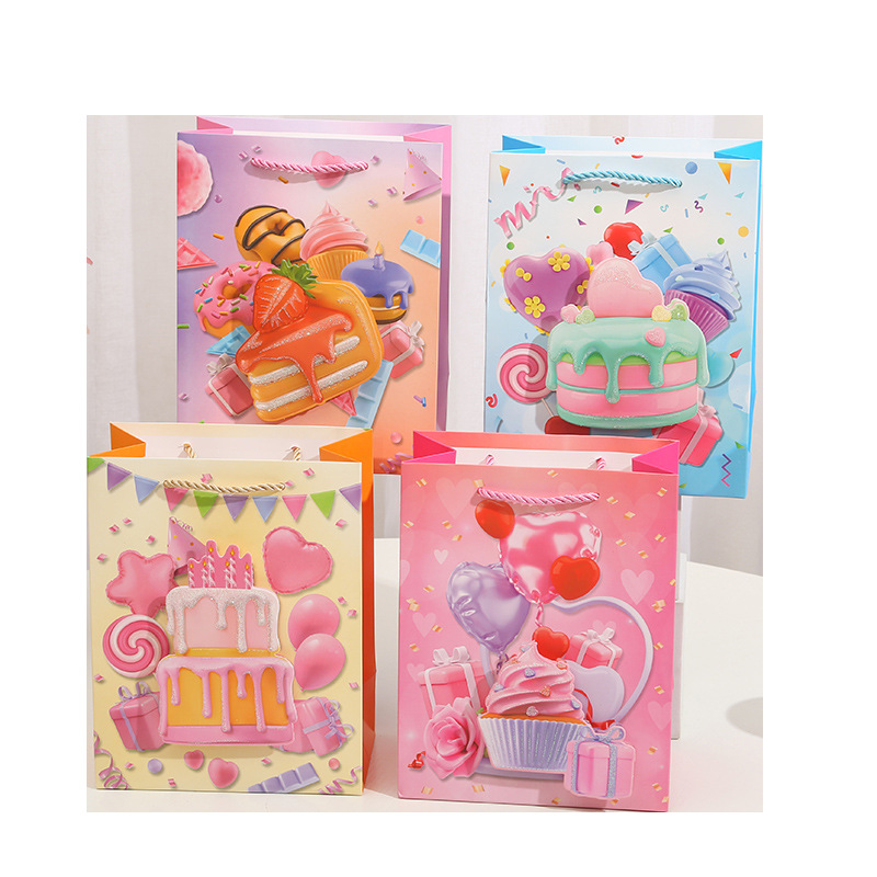Delicious cake 3D patch powder, gift bag, handbag, gilded powder paper bag, birthday return gift, souvenir from South America Item Picture
