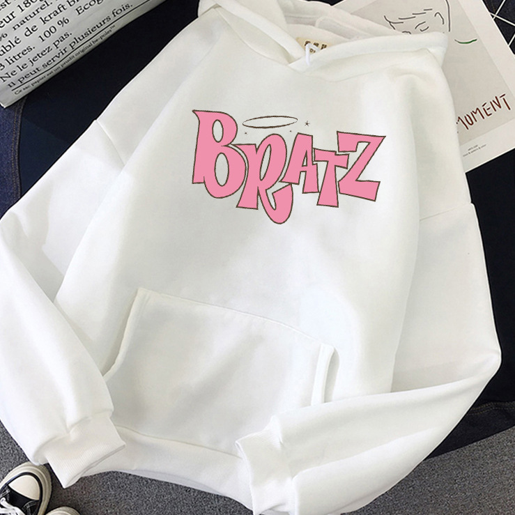 Bratz letter-printed hoodie for autumn and winter, a unisex men's and women's casual and versatile fleece hoodie with long sleeves details Picture
