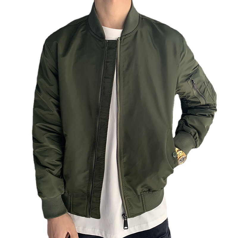 Air Force Bomber Jacket Men's Spring And Fall New Solid Color Army Green Casual Baseball Clothes On The Coat Trend Brand Item Picture