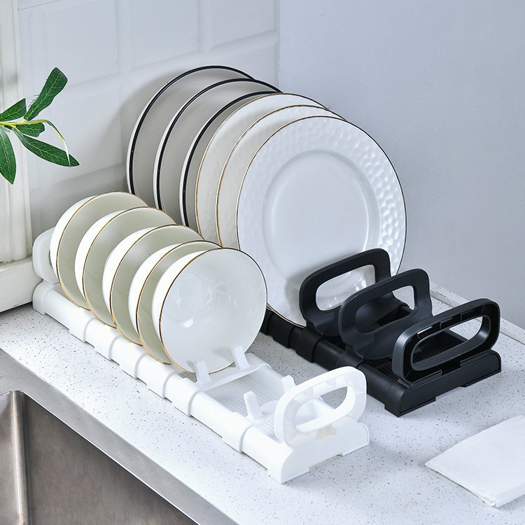 The adjustable draining bowls and plates in the cabinet, the adjustable storage bowl rack, the storage rack, and the retractable bowl rack in the kitchen drawer Application Scenario