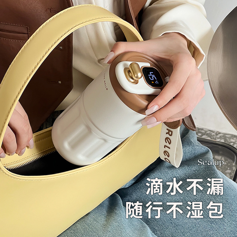 Bio-Intelligent Coffee Thermos Cup Ladies Accompany High Appearance Level Summer Cooling Portable Car Stainless Steel Water Cup Application Scenario