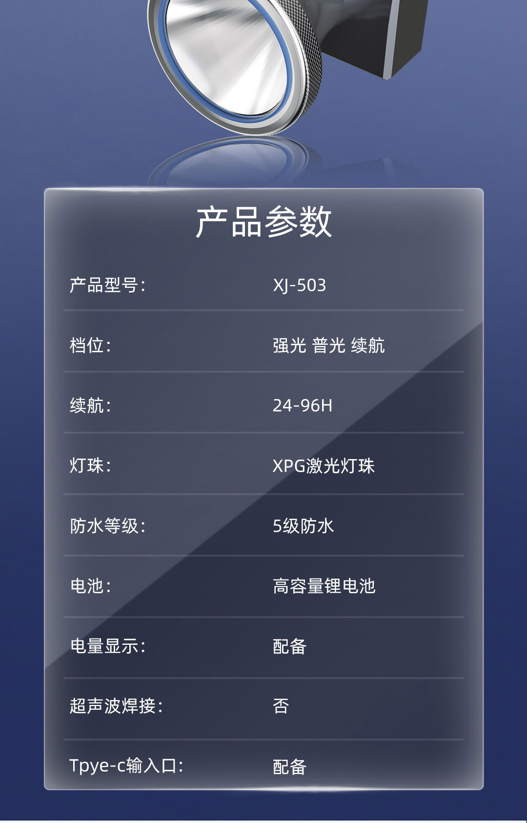 头灯强光户外防水感应LED长续航超亮激光钓鱼灯头戴式充电矿灯详情25