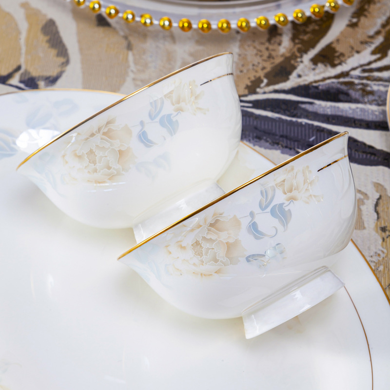 Phnom Penh Ceramic Bowl Creative Personality Home Large Bowl Chopsticks Noodle Bowl Rice Bowl Bone China Tableware Ten Bowls Ten Plates Application Scenario