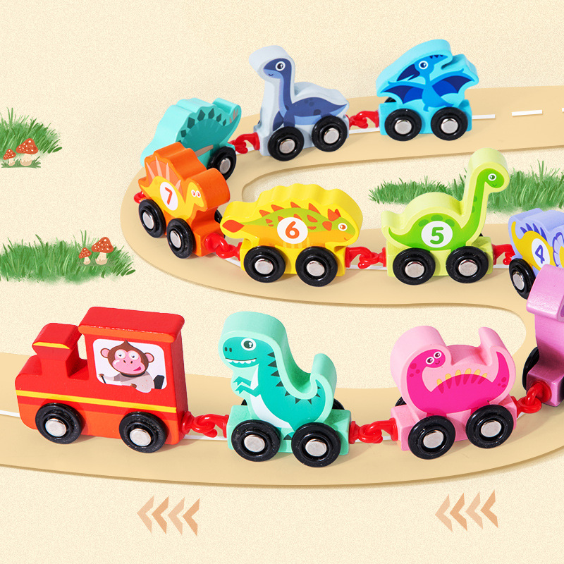儿童益智早就数字恐龙小火车宝贝男女意志力玩具数字认知面包车