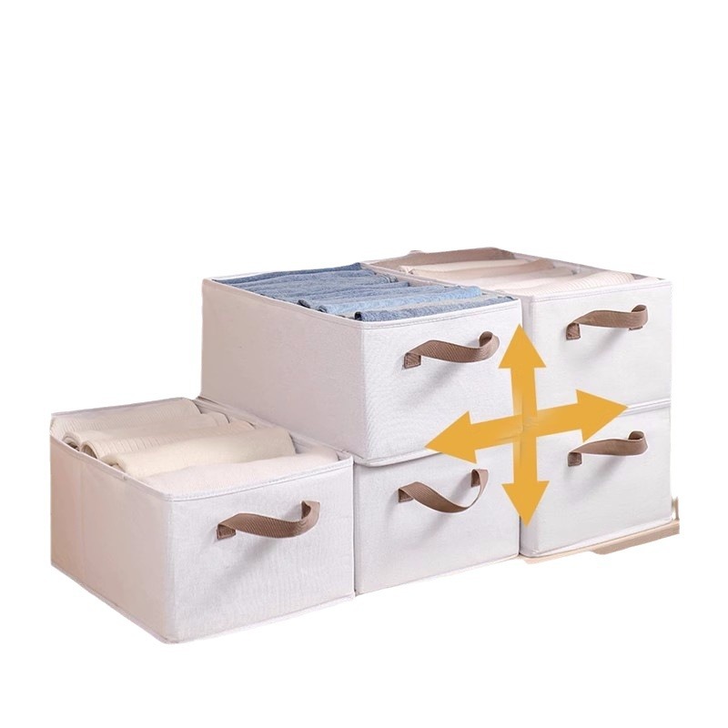 Cotton And Linen Folding Storage Basket Large Capacity Washing Household Organizer Seasonal Storage Box Storage Box Wardrobe Item Picture