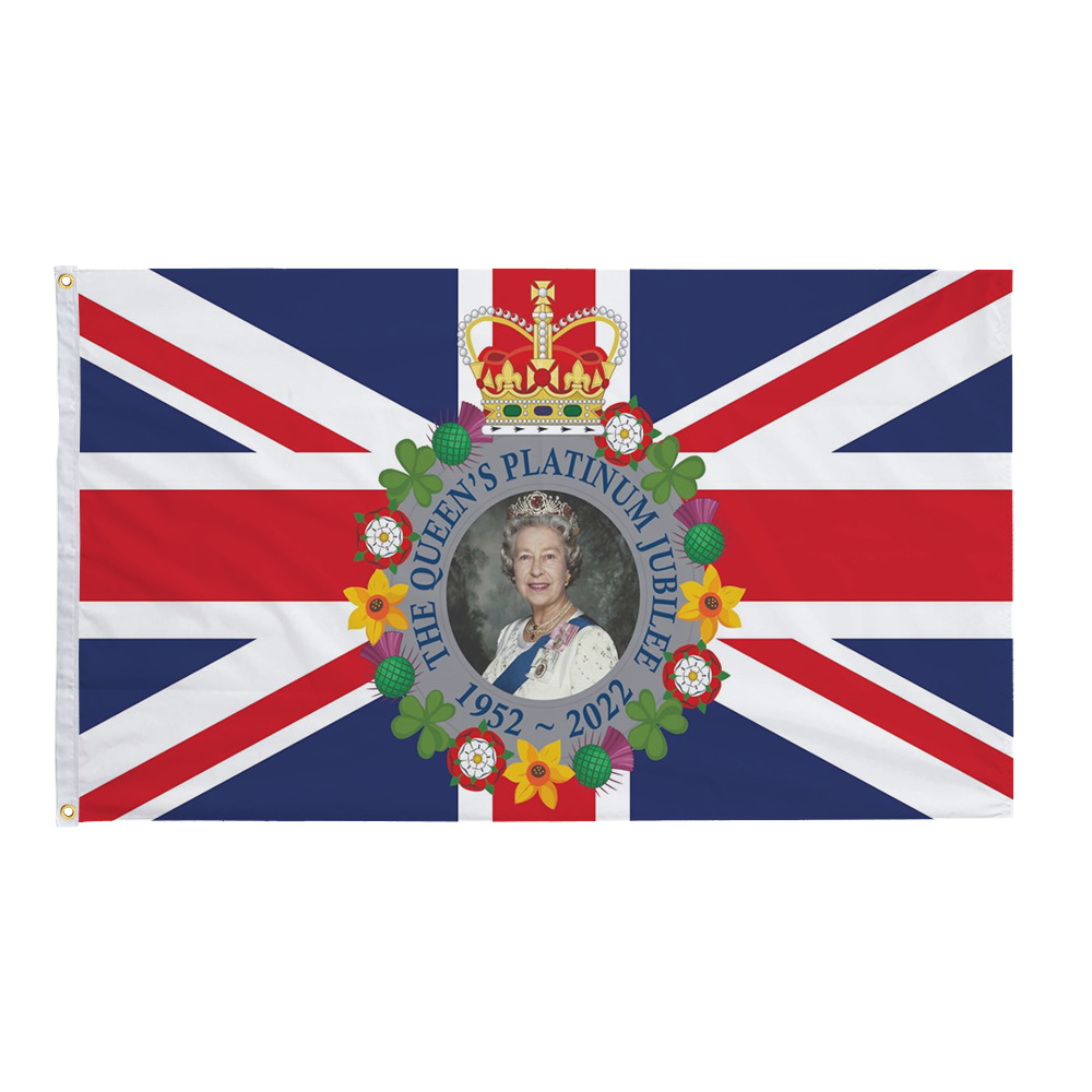 跨境现货英国女王节英国国旗3*5ft涤纶大旗旗帜装饰UK JUBILEE详情图2