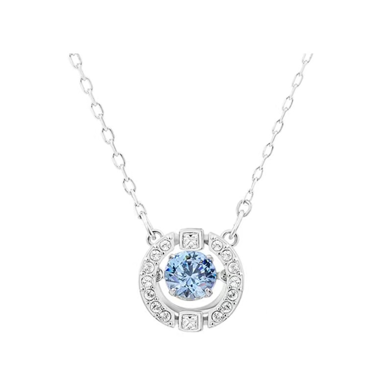 Internet Celebrity Jumping Round Isn Necklace Crystal Element Student Girl Necklace Simple Light Luxury Holiday Gift Item Picture