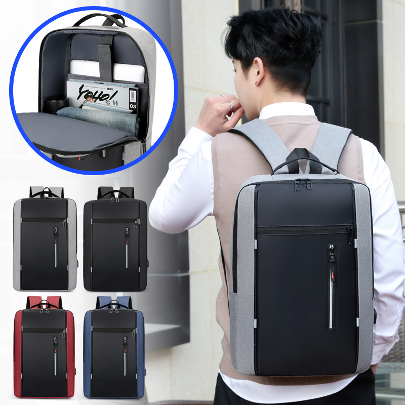 跨境男士商务包笔记本电脑包 多功能USB背包大容量双肩包可印logo详情图3