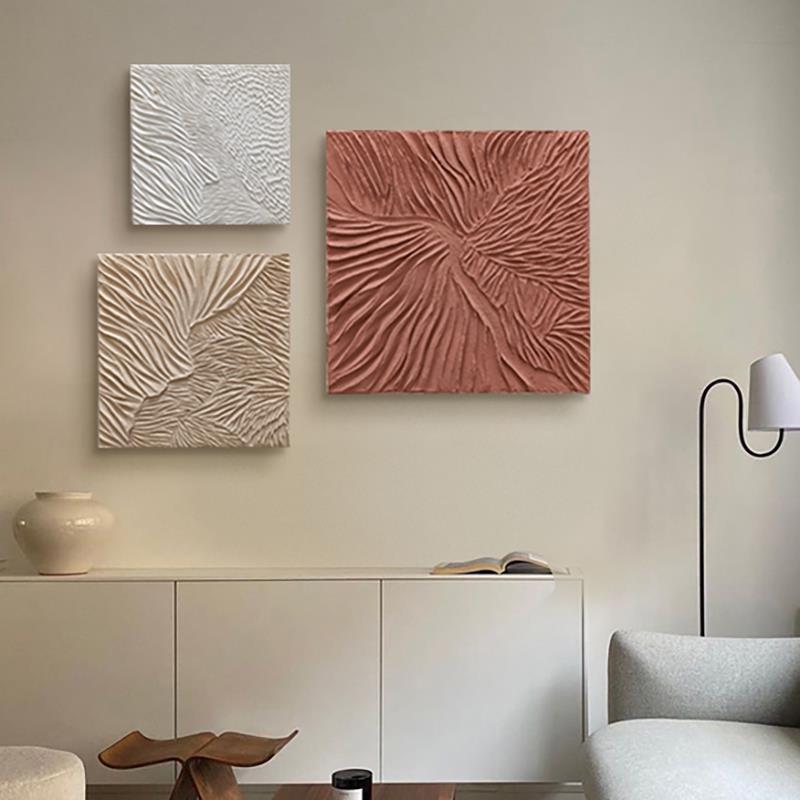 Murphy's hand-painted oil painting "Stacking" is a simple three-dimensional living room mural with a wabi-sabi texture Specification image