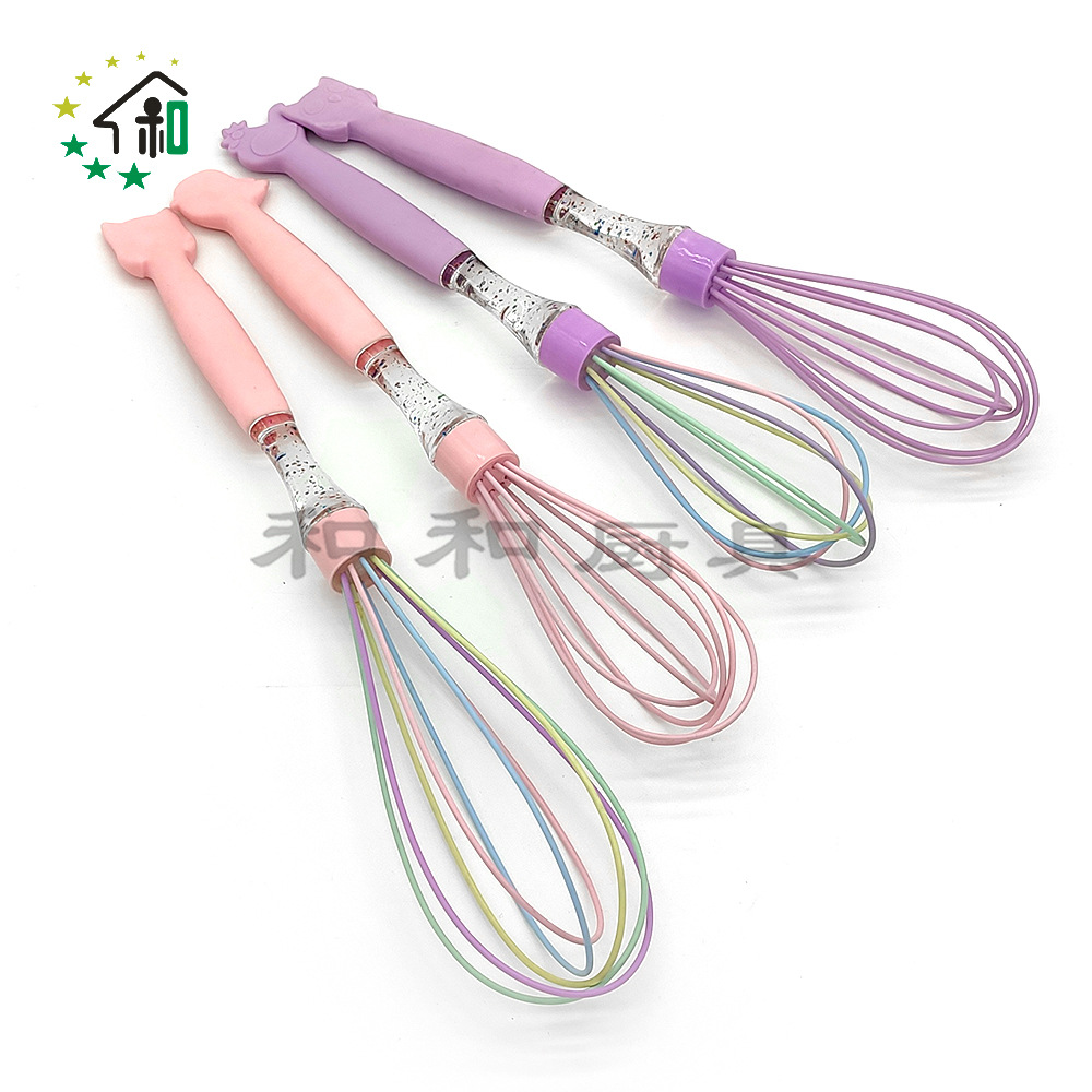 Creative animal shape handle Cute silicone whisk Multi-function whisk stick manual egg whisk details Picture