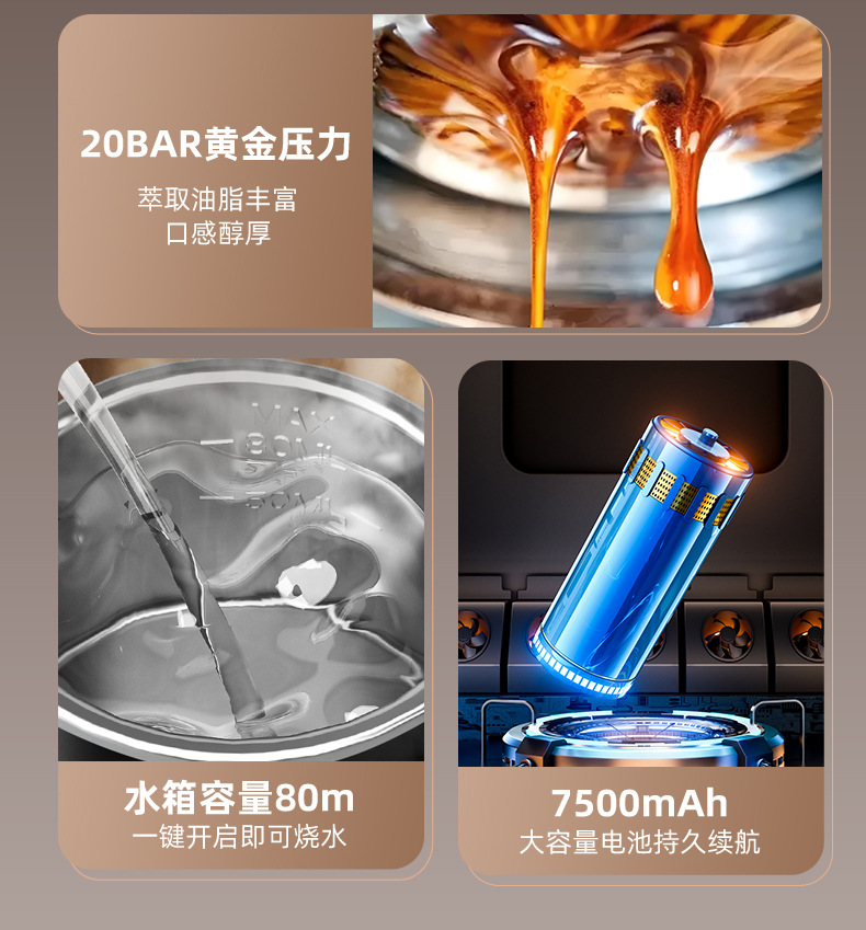 跨境便携式咖啡机胶囊咖啡机无线加热意式咖啡机充电泵压咖啡机详情3