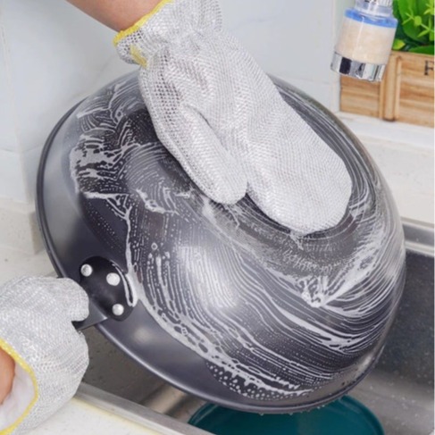 钢丝洗碗手套厨房家务清洁耐用防水刷碗非钢丝球防烫隔热刷锅手套详情图2