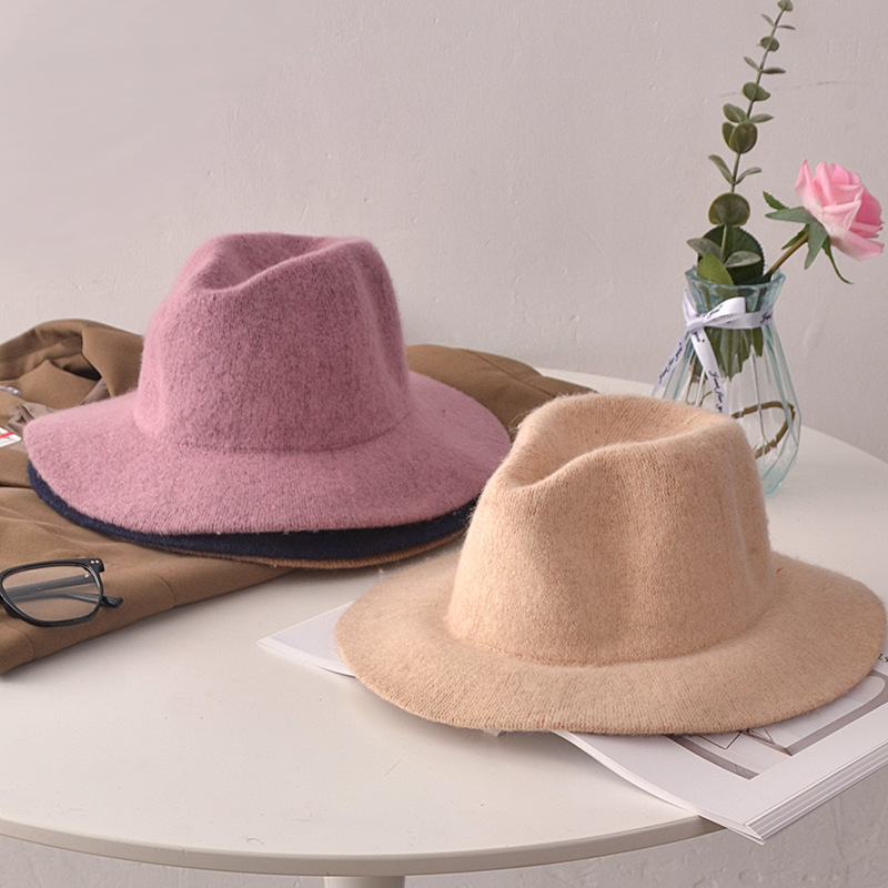 New Autumn And Winter Top Hat Female Fashion Lady Wind Concave Hat British Big Overhang Retro Hat Jazz Wholesale details Picture