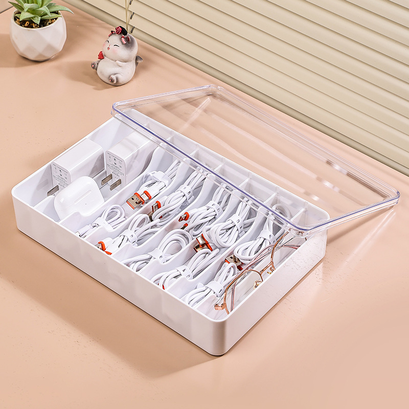 Dust-proof, covered phone case, storage box, hub box, large-capacity desktop data cable, organization and storage rack, high appearance level details Picture