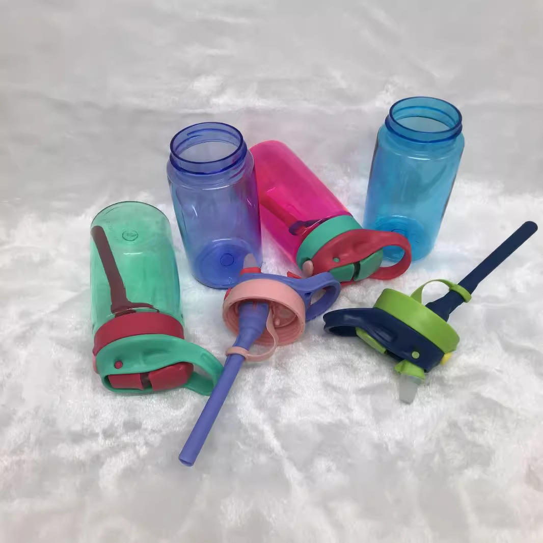 Portable duckbill water bottle cup, anti-drop single-layer creative cartoon student PC children's straw cup, large plastic water cup Specification image