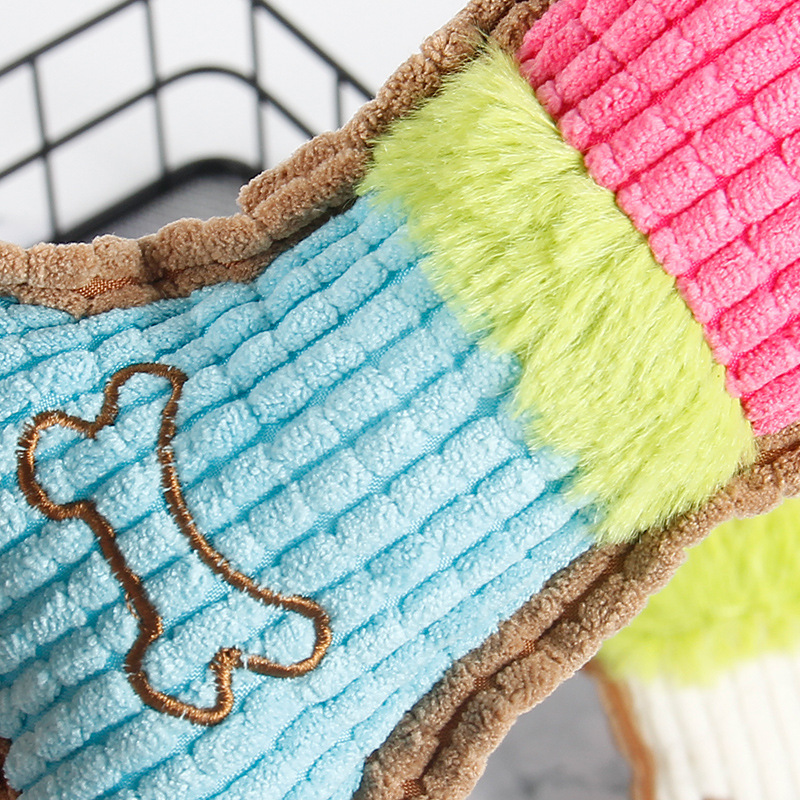 Venta directa de fábrica mascotas voz molar mordedura resistente gato perro peluche artículos de juguete de grano de maíz hueso estilo Specification image