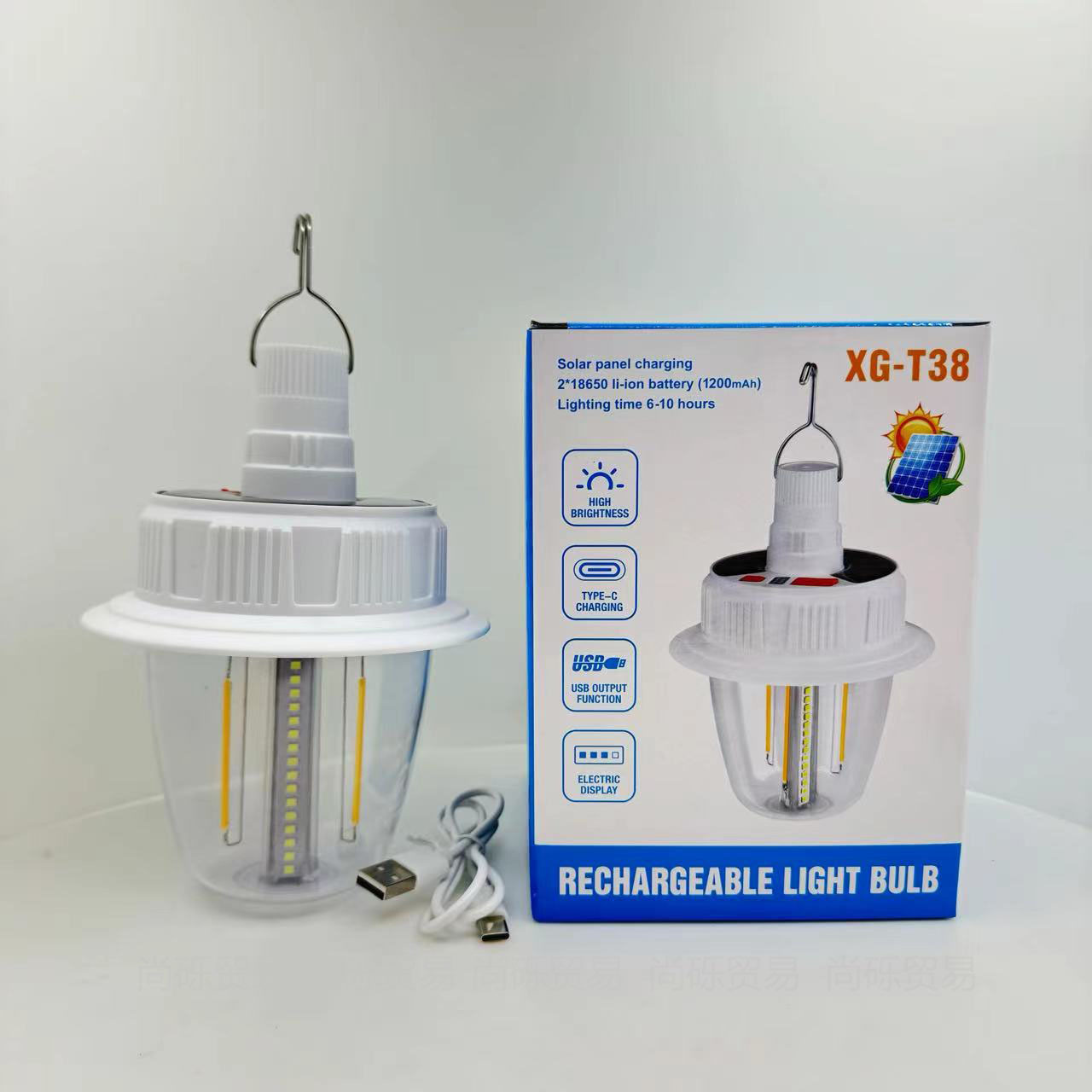 The new tungsten filament camping lamp features white light, warm glow, light strip output, power display and TYPE-C charging camping lamp details Picture