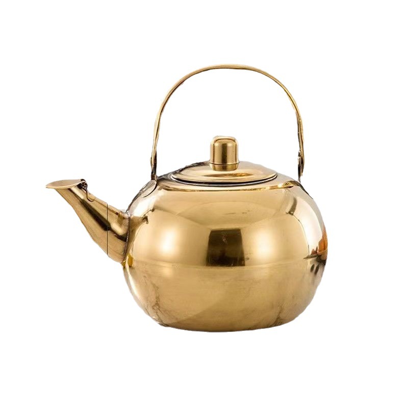 Factory wholesale stainless steel water kettles 14-20cm exquisite kettles/brewing kettles/with tea strayers/gold-plated spherical kettles Item Picture