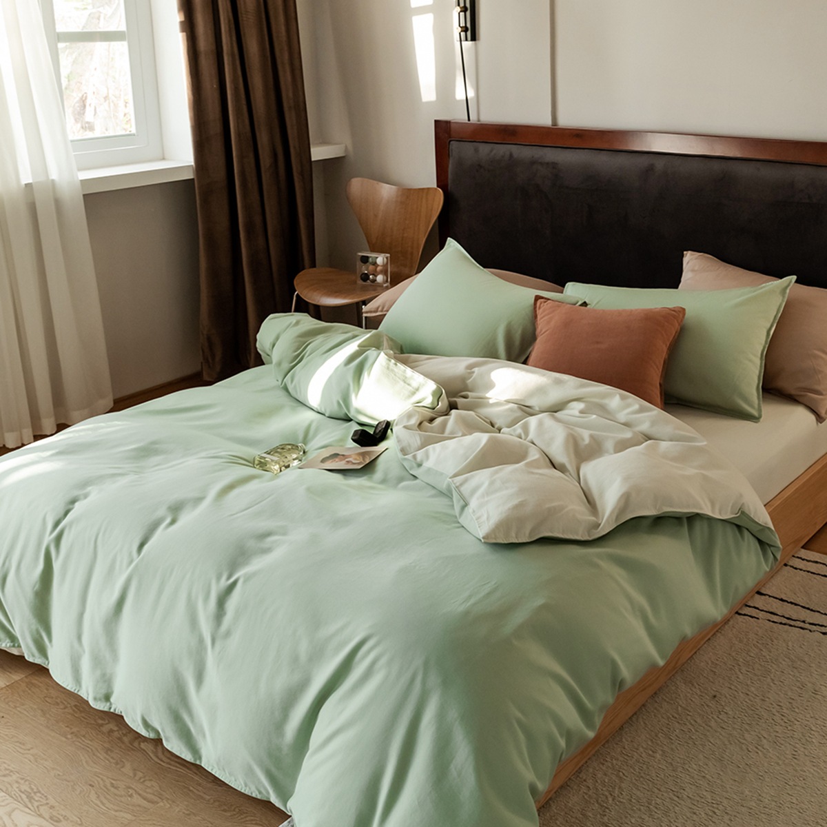 Ali6 Simple 60 Washed Cotton Xinjiang Long Staple Cotton Bed Four Sets Of All-Cotton Plain Cotton Bed Cover Application Scenario