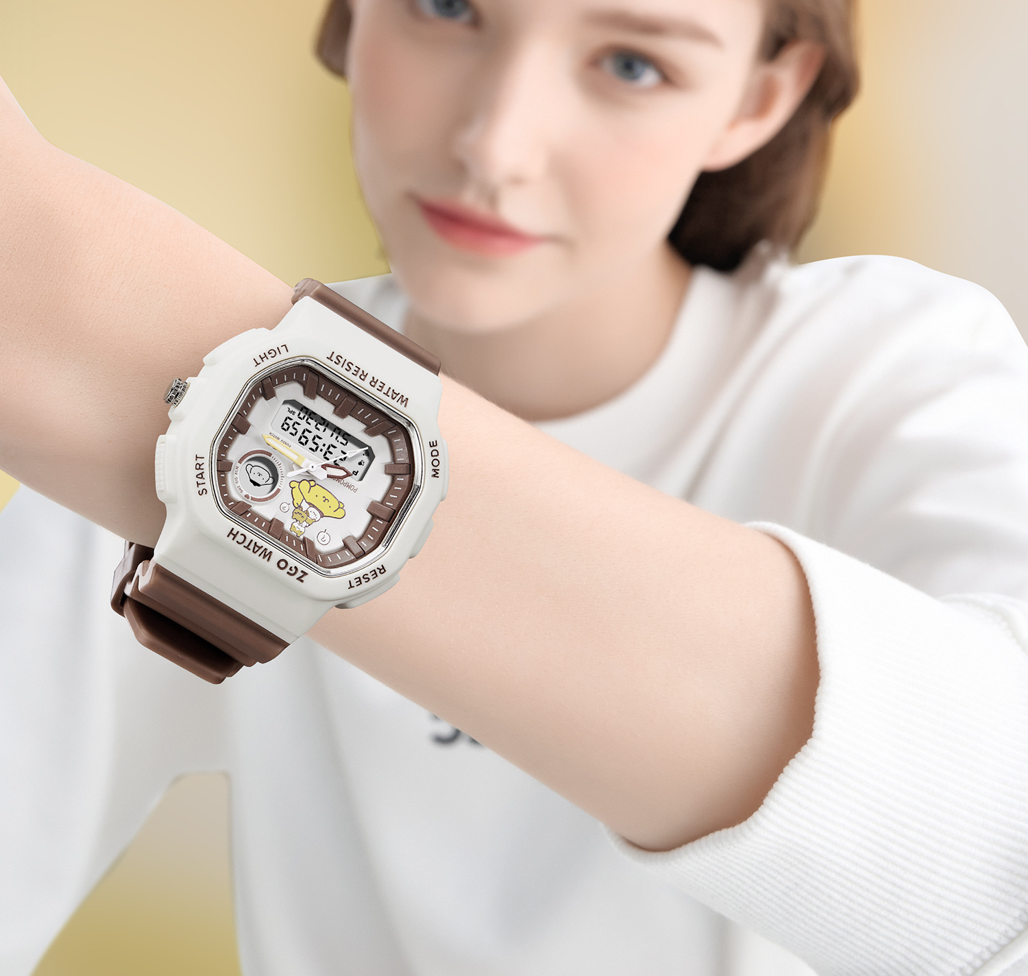 正港三丽鸥布丁狗正版手表女士学生多功能运动夜光玉桂狗电子手表详情23