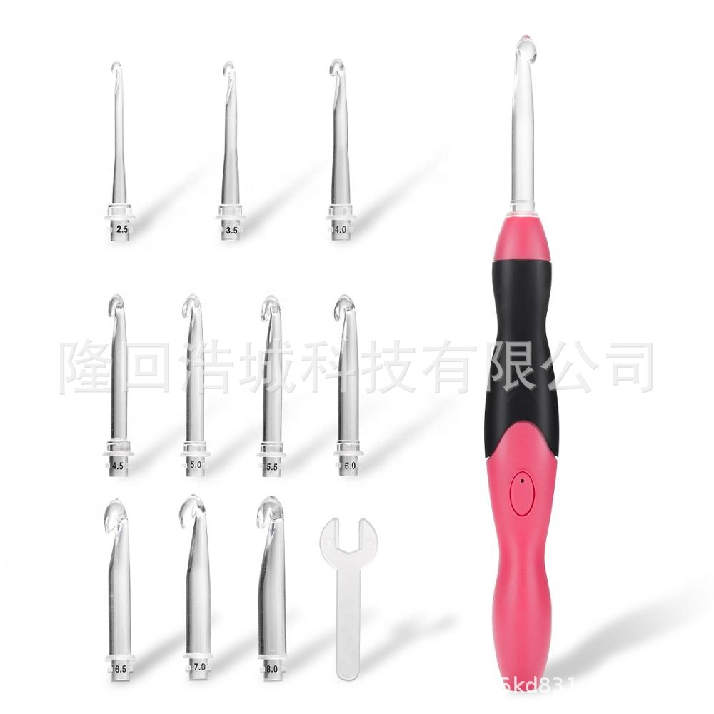 LED illuminated crochet 9-in-1, USB charging, adjustable brightness, illuminated crochet knitting supplies, crochet tools details Picture