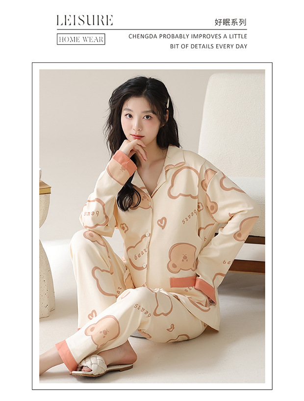 月子所同款带胸垫全棉月子服女士睡衣春秋新款孕妇哺乳纯棉家居服详情156