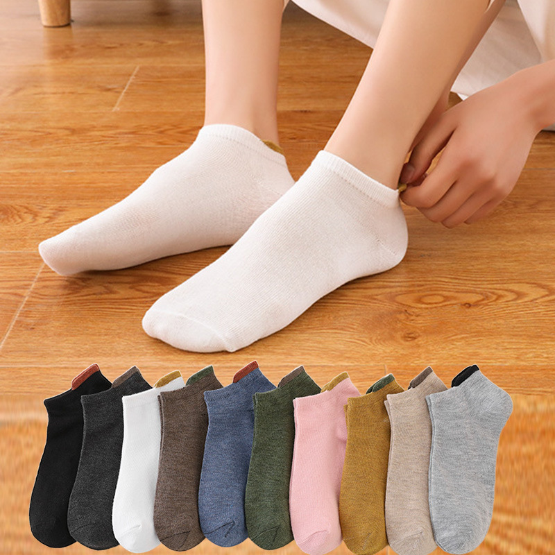 袜子地摊一件代发袜子女春夏短袜薄款纯色船袜加厚提耳透气女袜女士短筒女袜子批发一件代发