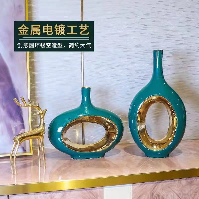 Creative light luxury vase European living room wine cabinet entrance TV cabinet Modern Nordic home decoration ceramic vase Specification drawing