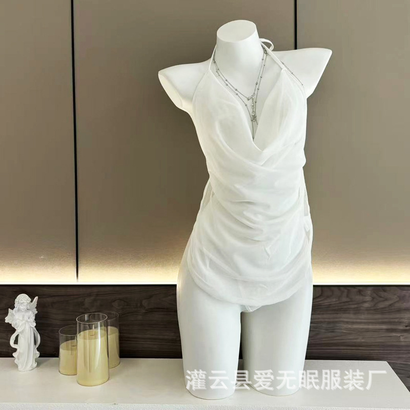 情趣内衣纯欲诱惑床上激情免脱雪纺透视挂脖网纱肚兜性感睡衣套装