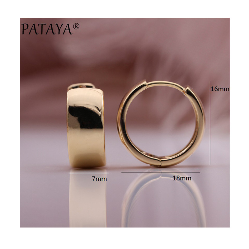 PATAYA585 rose gold electroplated earrings, cross-border direct supply, AliExpress earrings, classic glossy earrings Item Picture