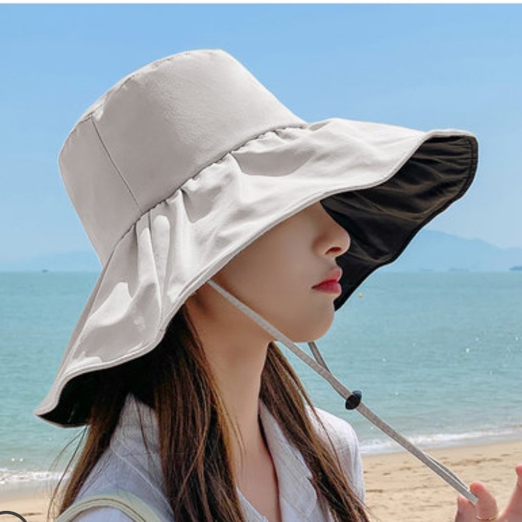 Summer Uv Protective Sun Hat Female Vinyl New All-Match Sunscreen Full Top Cover Face Fisherman Hat Travel Sun Hat details Picture