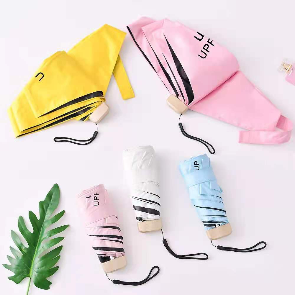 50% pocket Umbrella LOGO Mini Sunshade Sunblock Flat 50% folding Umbrella vinyl UV protection umbrella