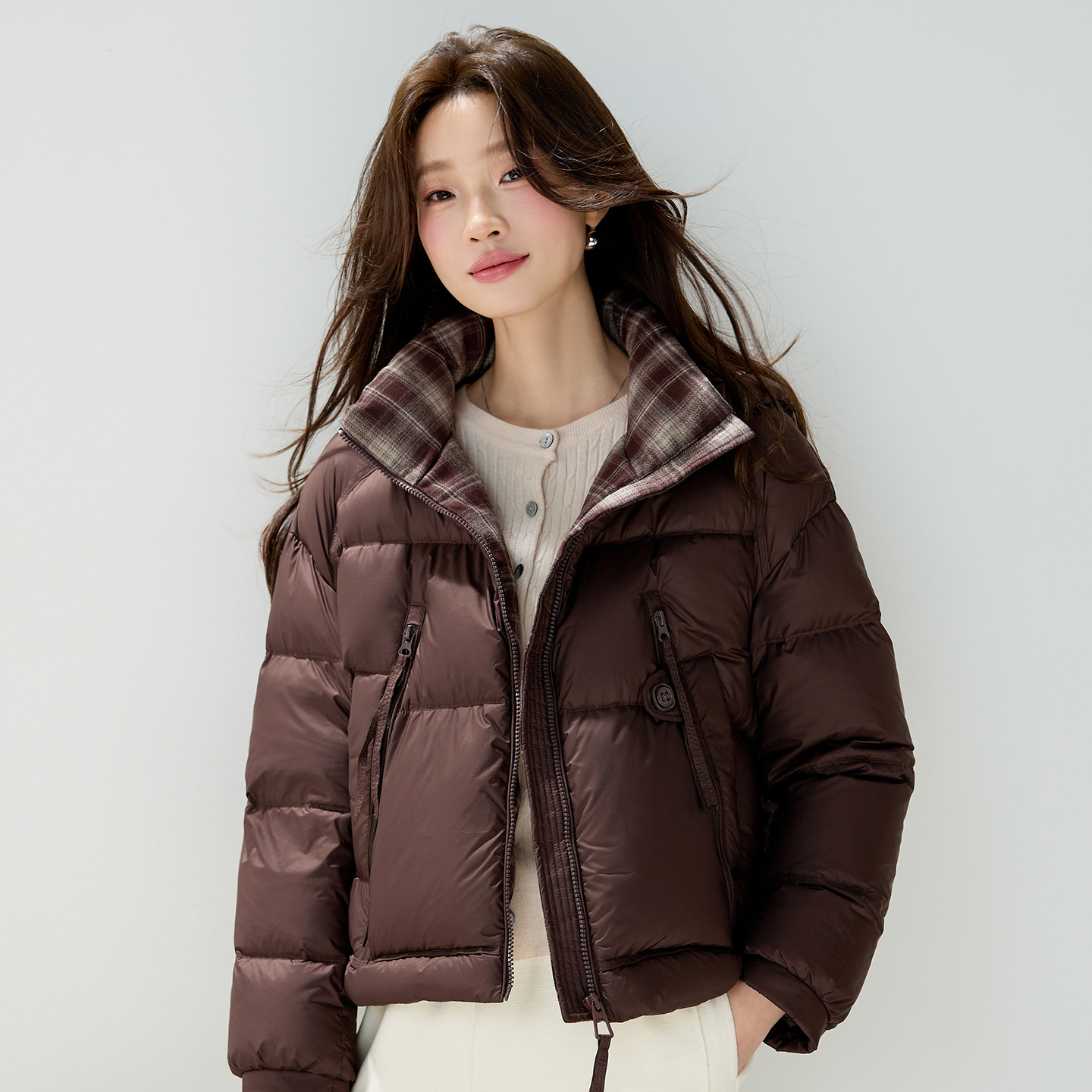 Casual hooded short 90mm white duck down jacket for women, thick, warm, loose, versatile, fashionable and stylish coat for winter Specification image