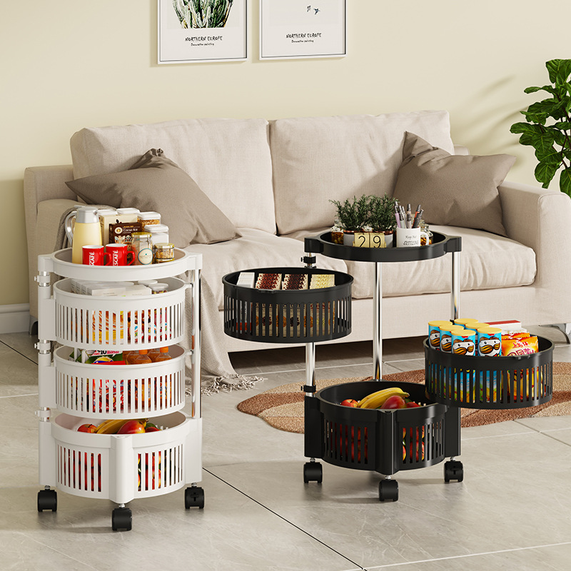Circular Rotating Storage Rack Multi-Layer Free Installation Pot Storage Rack Kitchen Free Installation Of Fruit And Vegetable Basket Application Scenario