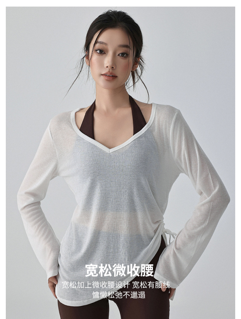 举重妖精夏季防晒罩衫女慵懒风薄款运动瑜伽服宽松遮屁股服装展示道具详情11