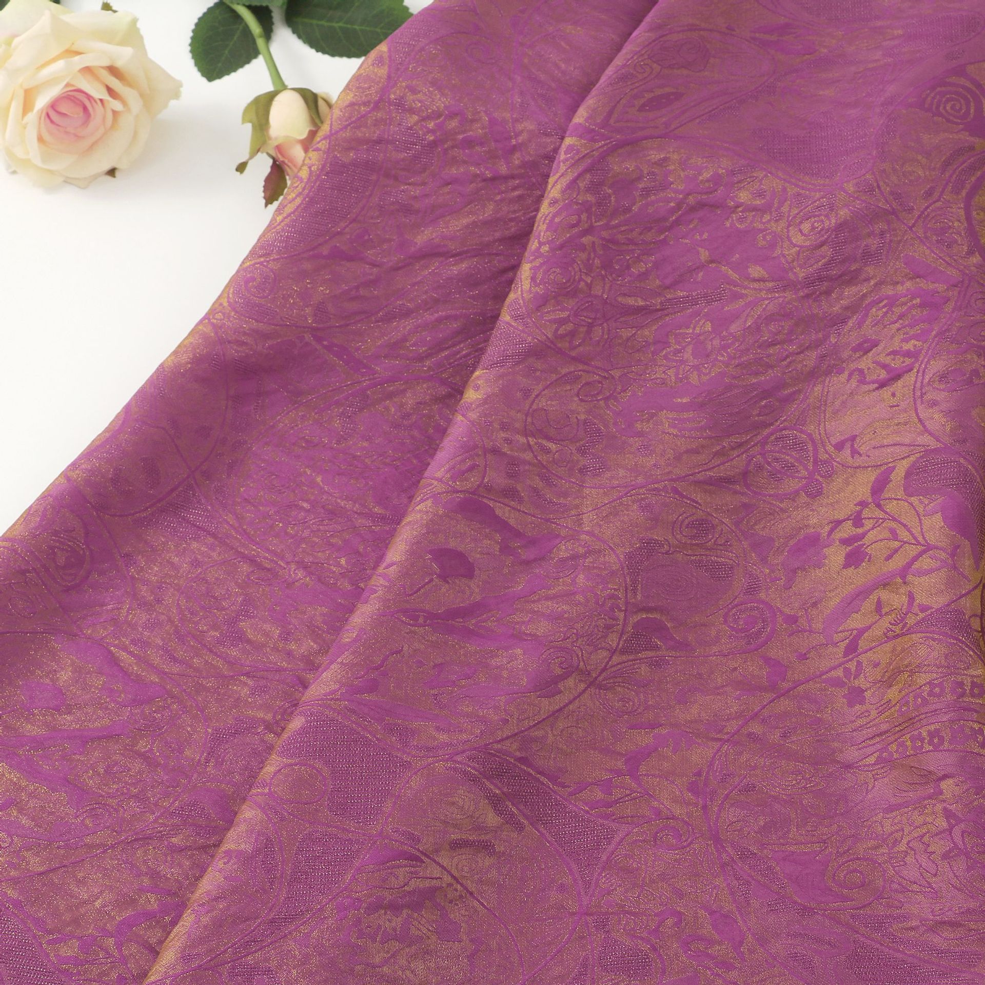 春夏清爽透气香云沙罗马假日图案提花布浮光锦香云纱提花布