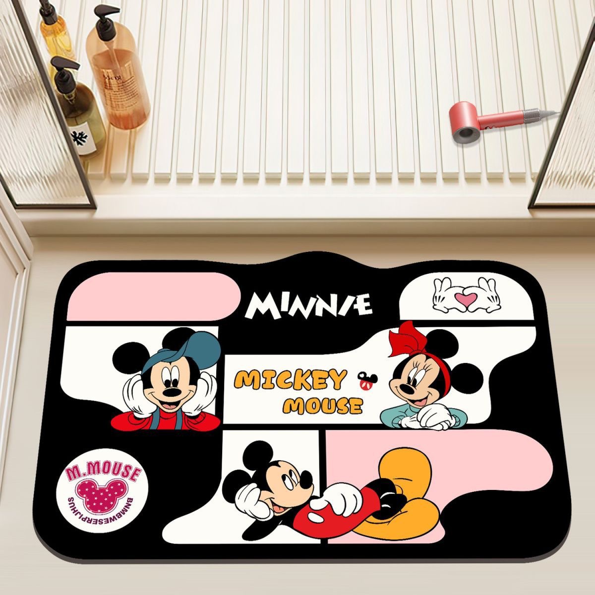 Cartoon Mickey bathroom water-absorbing and quick-drying diatom mud floor mat, toilet dirt-resistant, wear-resistant and easy-to-maintain floor mat wholesale Specification image