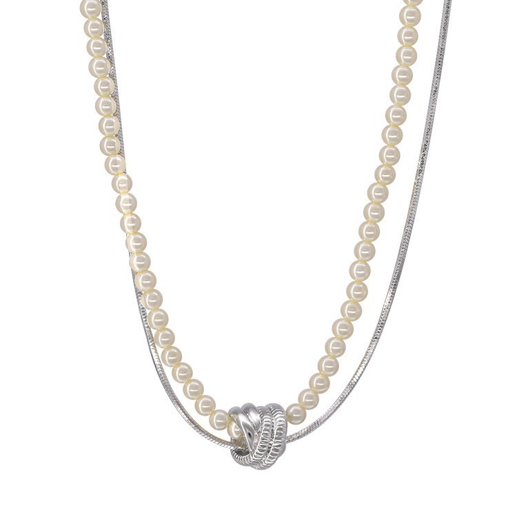 项链/天然石项链/珍珠项链/挂绳/首饰女短款优雅白底实物图