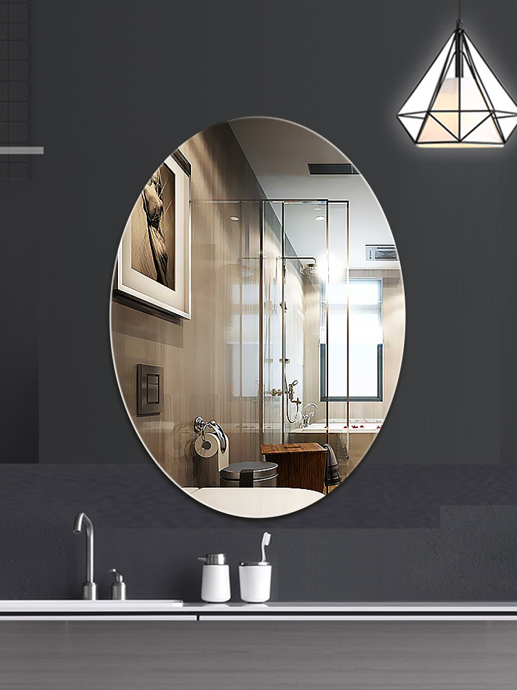Bathroom mirror, toilet mirror, no need for drilling, wall-mounted oval self-adhesive dressing wall mirror, round makeup mirror