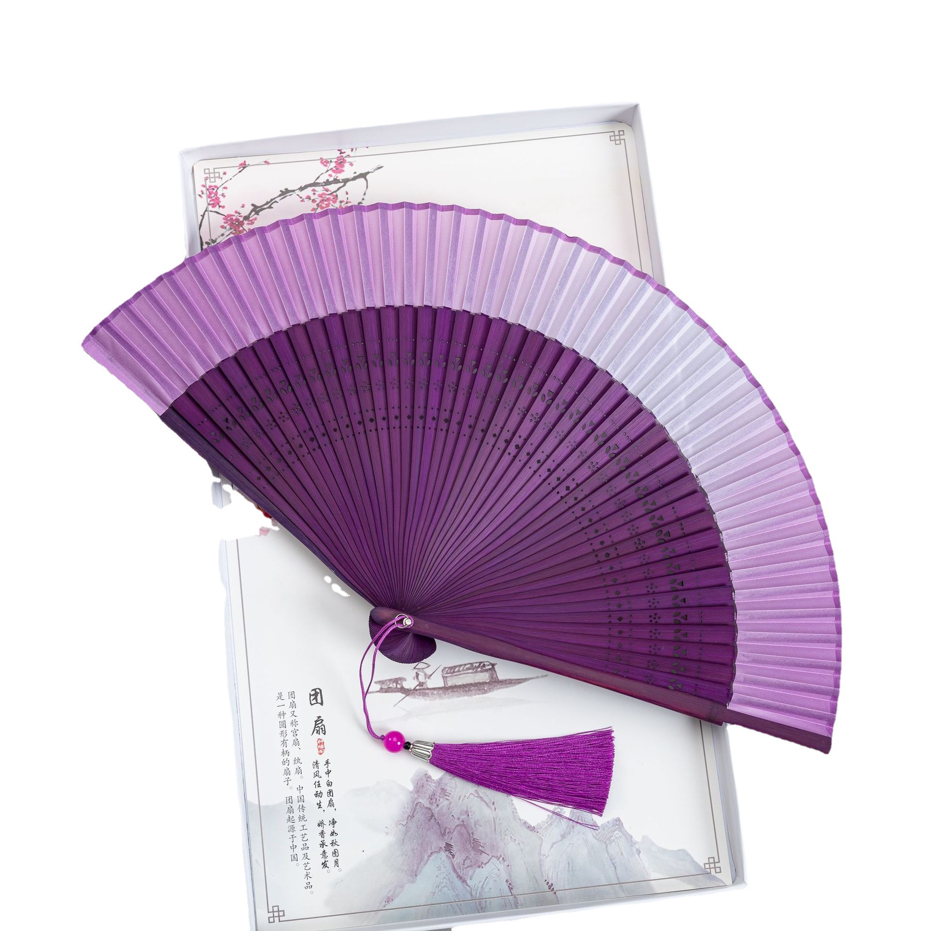 日式扇子/和服折扇/古风扇白底实物图