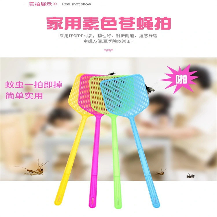 Wholesale plastic new material fly swatters for household use, thickened and lengthened handle, large manual durable fly and mosquito swatters that won't break details Picture