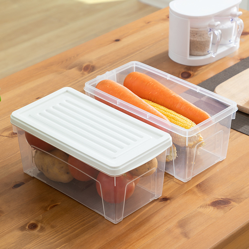 Plastic storage box with handle, household daily food preservation box, refrigerator, fruit, vegetable and food sorting and storage, transparent partition box details Picture