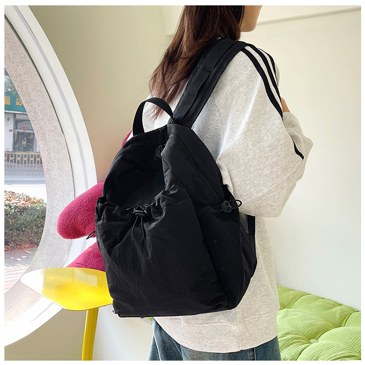 跨境日系抽绳轻便双肩背女百搭通勤上课学生书包户外运动休闲背包详情9