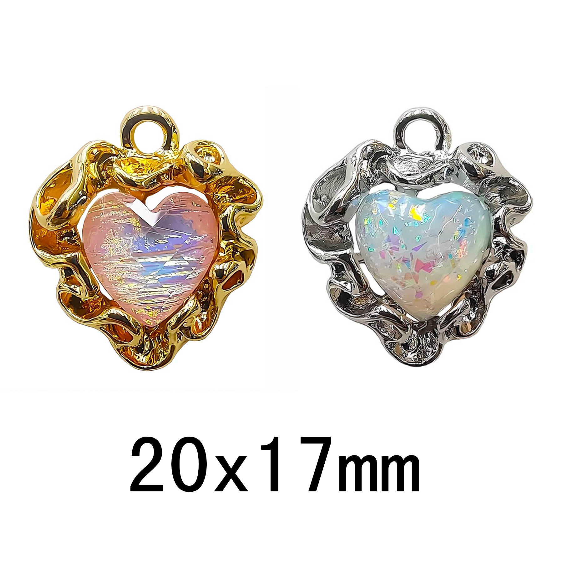 法式复古小众设计珍珠立体桃心耳钉镀金褶皱不规则冷淡风耳饰耳环